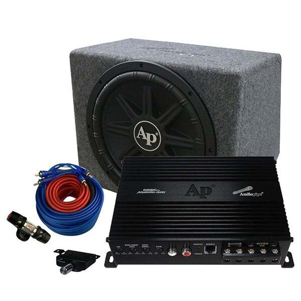 Audiopipemap APSB12112PX 12 in. 1000W Single Bass Loaded 12 in. Subwoofer Enclosure Box with Amp Kit